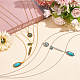 2Pcs 2 Colors Flower & Feather & Oval Imitation Turquoise Pendants 3 Layer Necklaces Set(NJEW-AN0001-06)-7