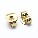 Brass Ear Nuts, Friction Earring Backs for Stud Earrings, Cadmium Free & Lead Free, Golden, 5x4x2.5mm, Hole: 0.8mm(X-KK-I641-01G)
