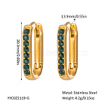 Elegant Stainless Steel Oval Hoop Earrings, with Rhinestone, Real 18K Gold Plated, 20.3x13.9mm(UE0817-1)