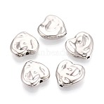 CCB Plastic Beads, Heart, Platinum, 13.5x14x5mm, Hole: 1.6mm(X-CCB-N006-58P)