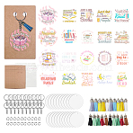 DIY Keychain Making Kits, Including Paper Keychain Display Cards, OPP Cellophane Bags, Iron Key Rings, Tassels and PVC Stickers, Book, 120x70x0.4mm(DIY-GO0002-53D)