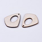 Wood Pendants, for Earring Making, Teardrop, BurlyWood, 41.5x34x2.5mm, Hole: 1.8mm(WOOD-WH0021-24)