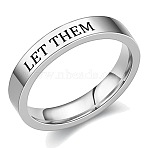 Word Let Them 201 Stainless Steel Finger Rings, Stainless Steel Color, US Size 7(17.3mm)(FS-WGDEB2A-01)