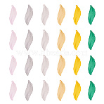 100pcs 5 colors Transparent Acrylic Pendants, Frosted, Leaf, Mixed Color, 29x10x3.5mm, Hole: 1.4mm, 20pcs/color(MACR-TA0001-81)