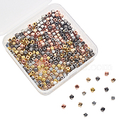 CCB Plastic Beads, Cube, Mixed Color, 4x4x4mm, Hole: 1.6mm(CCB-CJ0001-01)