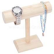 Wooden T-Bar Detachable Bracelet Display Stands, Tabletop Bracelet Organizer Holder, Wheat, Finish Product: 7.7x20x21cm(BDIS-WH0003-21)