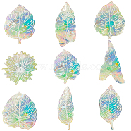 9Pcs Leaf Colorful Suncatcher Rainbow Prism Electrostatic Glass Stickers, Waterproof Laser PVC Window Static Decals, White, 126~167x57~123x0.2mm(DIY-WH0409-69G)
