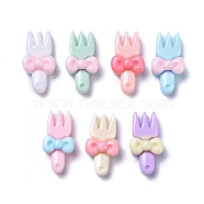 Opaque Cute Resin Decoden Cabochons, Mixed Color, Fork with Bowknot, 14.5x7.5x5mm(RESI-B024-03B)
