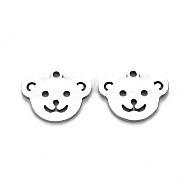 201 Stainless Steel Charms, Cut, Bear, Stainless Steel Color, 11x14x1mm, Hole: 1.2mm(STAS-Q240-057P)