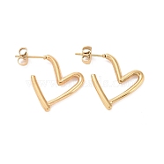 Ion Plating(IP) 304 Stainless Steel Stud Earring for Women, Heart, Golden, 18.5x17x2mm, Pin: 0.8mm(EJEW-F287-01G)