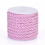 Polyester Cord, Twisted Cord, Pearl Pink, 5mm, about 4.37 yards(4m)/roll(OCOR-L041-5mm-26)