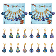 Bulb Pendant Stitch Markers, Printed Alloy Crochet Lobster Clasp Charms, Locking Stitch Marker with Wine Glass Charm Ring, Mixed Color, 4.5cm, 8 colors, 1pc/color, 8pcs/set, 2 sets/box(HJEW-AB00298)