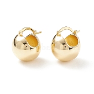 Rack Plating Brass Round Ball Chunky Hoop Earrings for Women, Cadmium Free & Lead Free, Real 18K Gold Plated, 19.5x20mm, Pin: 1.1x0.6mm(X-EJEW-C029-04G)