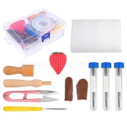 Needle Felting Kit, for Doll Making Tool Set, including Finger Protector, Felting Needle, Storage Box, Strawberry Pin Cushion, Scissor, Awl, Mixed Color, 180x117x57mm(PW-WG52962-05)