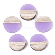 Resin & Wood Cabochons, Flat Round, Two Tone, Lilac, 15x3.5mm(RESI-R425-05E)