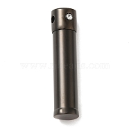 304 Stainless Steel Pendants and Rhinestone, Cylinder, Gunmetal, 38x9x6x9mm, Hole: 2.5mm(STAS-D110-45B)