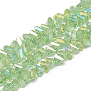 Electroplate Glass Beads Strands, Faceted Triangle, Light Green, 6x5x4mm, Hole: 1.2mm, about 100pcs/strand, 12.99 inch(X-EGLA-Q103-A02)
