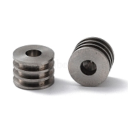 303 Stainless Steel Beads, Half Drilled, Grooved Column, Stainless Steel Color, 9x6mm, Hole: 2.5mm(STAS-Q302-24B-P)