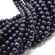 Synthetic Blue Goldstone Round Bead Strands, 8mm, Hole: 1mm, about 48pcs/strand, 15.7 inch(G-P075-50-8mm)