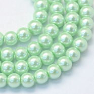 Baking Painted Glass Pearl Bead Strands, Pearlized, Round, Pale Green, 3~4mm, Hole: 0.5mm, about 195pcs/strand, 23.6 inch(HY-Q003-3mm-04)