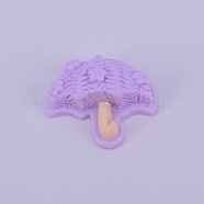 Opaque Frosted Resin Cabochon, Umbrella, Purple, 19.5x21.5x7.5mm(RESI-WH0009-08)