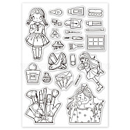 PVC Plastic Stamps, for DIY Scrapbooking, Photo Album Decorative, Cards Making, Stamp Sheets, Girl Pattern, 16x11x0.3cm(DIY-WH0167-56-89)