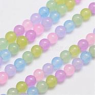 Natural & Dyed Malaysia Jade Bead Strands, Round, Mixed Color, 6mm, Hole: 0.8mm, about 64pcs/strand, 15 inch(G-A146-6mm-A30)