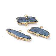 Natural Kyanite/Cyanite/Disthene Links connectors, with Golden Plated Brass Loop, Nuggets, 28~37.5x15~19x4.5~5.5mm, Hole: 1.8mm(G-L547-007G)