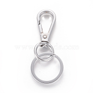 Alloy Swivel Clasps, Swivel Snap Hook, with Iron Split Key Ring, Platinum, 70mm(KEYC-K013-11)