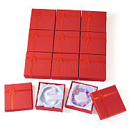 Cardboard Bracelet Boxes, for Bracelet & Bangle, Square, Crimson, 9.2x9.2x2.8cm(CBOX-TAC0003-01A)