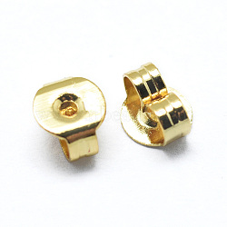 Brass Ear Nuts, Friction Earring Backs for Stud Earrings, Golden, 5x4x2.5mm, Hole: 0.8mm(X-KK-I641-01G)