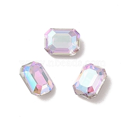 Glass Rhinestone Cabochons, Flat Back & Back Plated, Faceted, Rectangle, Vitrail Light, 8x6x3.5mm(RGLA-L029-03B-VLSI)