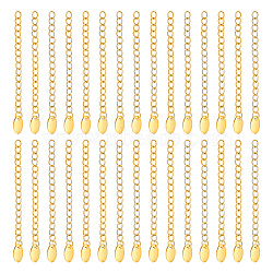 30Pcs Vacuum Plating 304 Stainless Steel Curb Chain Extender, End Chains with Oval Chain Tab, Golden, 58~68mm(STAS-UN0047-69)