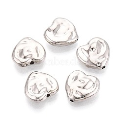 CCB Plastic Beads, Heart, Platinum, 13.5x14x5mm, Hole: 1.6mm(X-CCB-N006-58P)