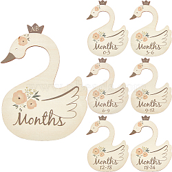 1 Set Wooden Baby Closet Divider, Hanging Organizer Signs, Swan, 180x127x2.5mm, Inner Diameter: 41.5mm, 7pcs/set(WOOD-CP0001-10)