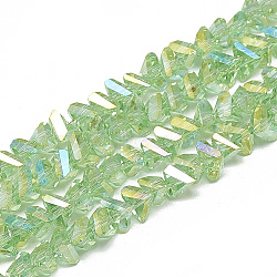 Electroplate Glass Beads Strands, Faceted Triangle, Light Green, 6x5x4mm, Hole: 1.2mm, about 100pcs/strand, 12.99 inch(X-EGLA-Q103-A02)