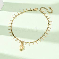 Ocean 304 Stainless Steel Charm Anklets for Women, Golden, Couch Shell Shape, 8-1/2 inch(217mm)(SA-CBA3D94-04A-G)