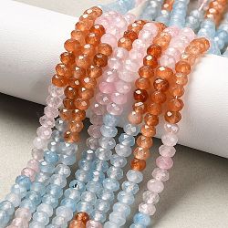 Natural White Jade Bead Strands, Dyed, Faceted, Rondelle, Colorful, 4~5x3mm, Hole: 0.5mm, about 115~120pcs/strand, 13.39~13.98 inch(34~35.5cm)(X-G-R343-2x4-34)