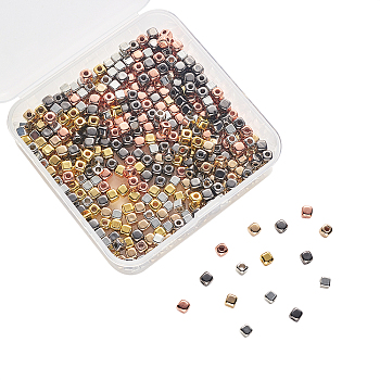 CCB Plastic Beads, Cube, Mixed Color, 4x4x4mm, Hole: 1.6mm