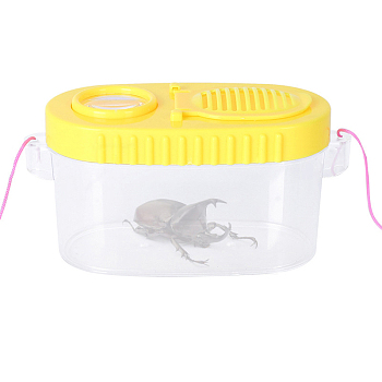 Portable ABS Plastic Insect Viewer Box Magnifier, with Acrylic Optical Lens, Yellow, Magnification: 8X, 15x7.2x8cm