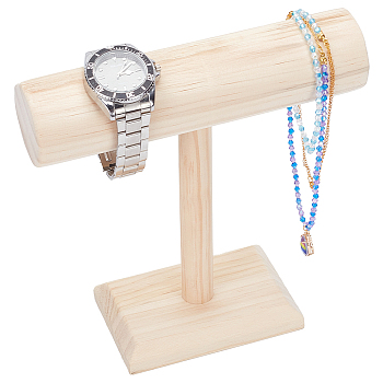 Wooden T-Bar Detachable Bracelet Display Stands, Tabletop Bracelet Organizer Holder, Wheat, Finish Product: 7.7x20x21cm
