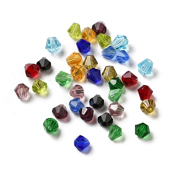 Glass Imitation Austrian Crystal Beads, Faceted, Diamond, Mixed Color, 4x4mm, Hole: 0.7mm