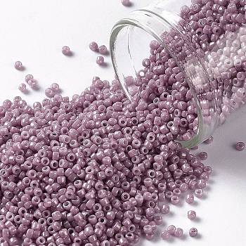 TOHO Round Seed Beads, Japanese Seed Beads, (127) Opaque Luster Pale Mauve, 15/0, 1.5mm, Hole: 0.7mm, about 3000pcs/10g