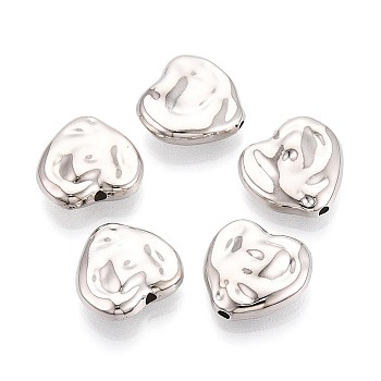 CCB Plastic Beads, Heart, Platinum, 13.5x14x5mm, Hole: 1.6mm