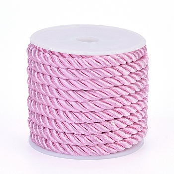 Polyester Cord, Twisted Cord, Pearl Pink, 5mm, about 4.37 yards(4m)/roll