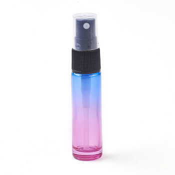 10ml Glass Gradient Color Refillable Spray Bottles, with PP Plastic Caps, Colorful, 9.6x2cm, Capacity: 10ml(0.34 fl. oz)