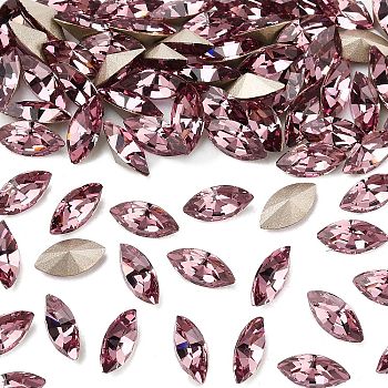 Preciosa&reg MAXIMA Crystal Fancy Stones, Czech Crystal, 435 14 615 Navette(Horse Eye), Dura Foiling, 20020 Light Amethyst, 8x4mm