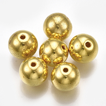 CCB Plastic Beads, Round, Golden, 9.5~10x8.5~9mm, Hole: 1.5mm, about 850pcs/500g