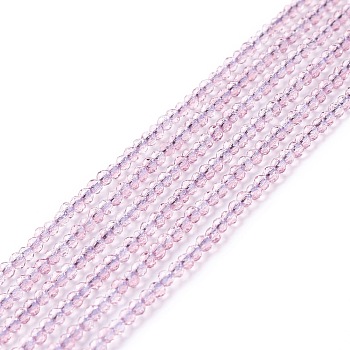 Transparent Glass Beads Strands, Faceted, Round, Thistle, 2mm, Hole: 0.6mm, about 182~201pcs/strand, 14.57~15.24 inch((37~38.7cm)