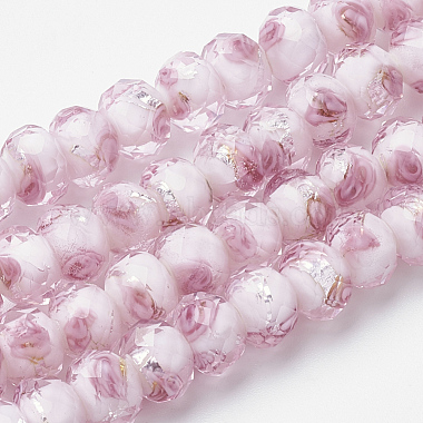 12mm Pink Abacus Silver Foil Beads